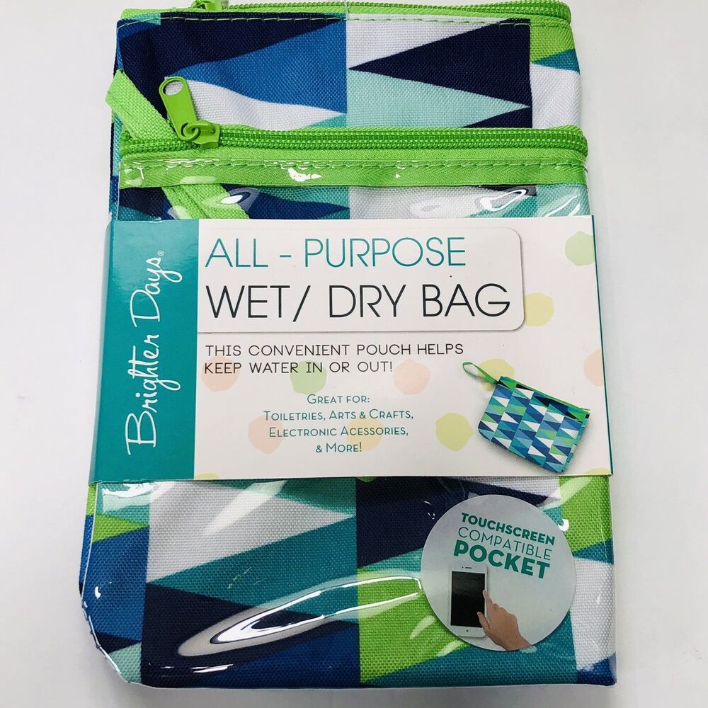 Brighter Days All Purpose Wet Dry Bag Geometric Pouch 12.5” X 8.5” NIP